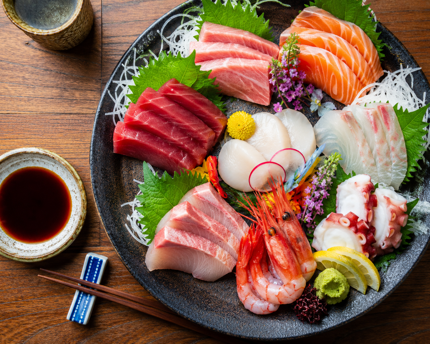 Sashimi with Hokki soy sauce